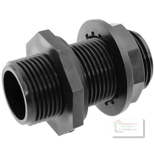Prechod s prírubou 5/4"x5/4"MM s maticou a tesnením,zosiln.polyprop.