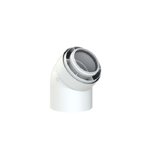 PP/AL koleno D125/80,45°,biele
