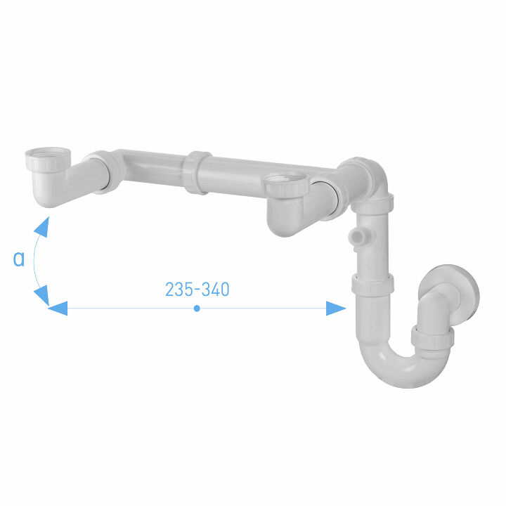 U sifon s 2 x 6/4"prevl.matic.-DN 40 s prač.výv. výškovo a dĺžkovo nastav.