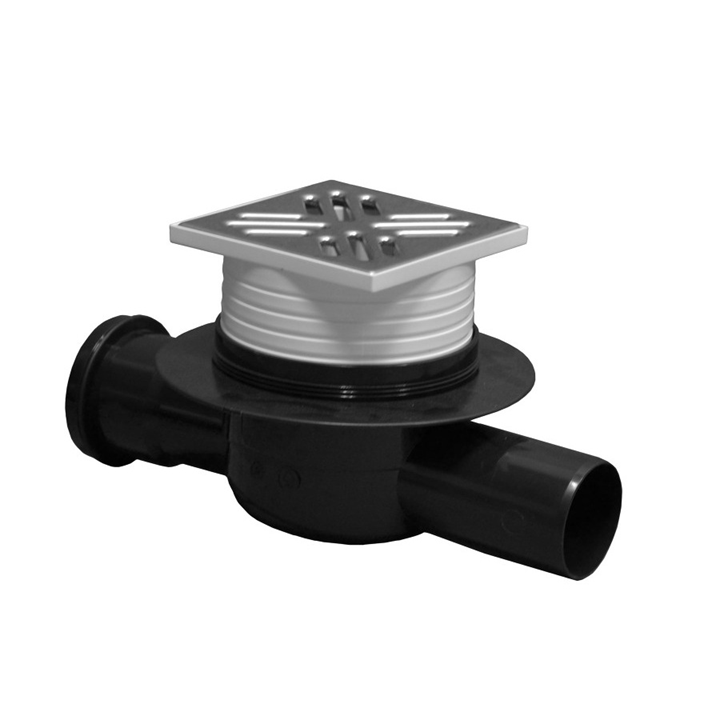 Podlahová vpusť priebežná 10x10 CHROMOVÁ D 50,suchá klapka