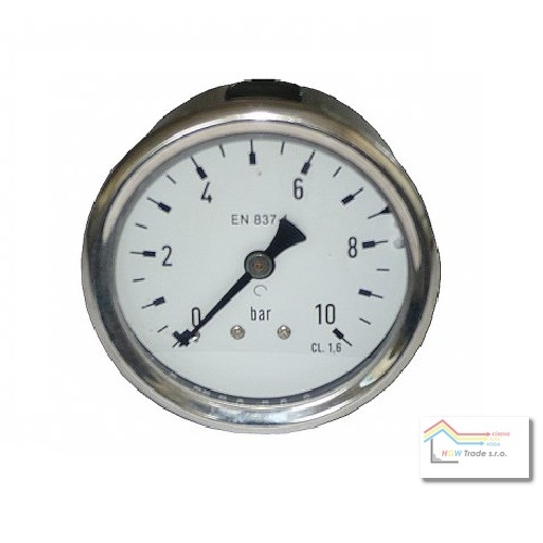 Manometer GP50 0-10bar zadný G1/4" nerez/glycerin/sklo