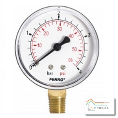 Manometer 63mm 1/4" 0-4 bar spodný (radiál)