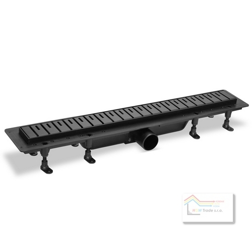 Žlab odtokový plast.kombi,nerez.rošt čierny Design 6,L=750mm